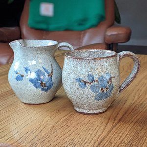 🇺🇸 Vtg Almquist's Old Time Pottery Mug & Creamer